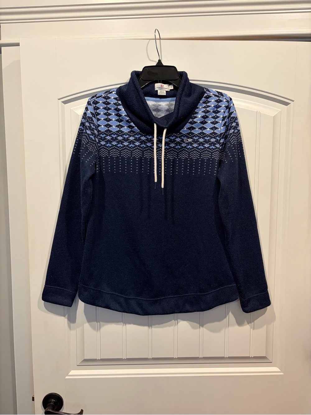 Vineyard Vines Navy and Light Blue Cowl Neck Pullover